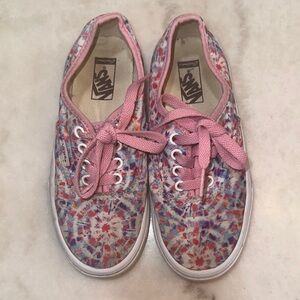 Vans Pink Floral Sneakers‎ Casual Lace-Up